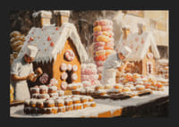  En plakat som fanger gleden ved julebakst med pepperkakehus-5