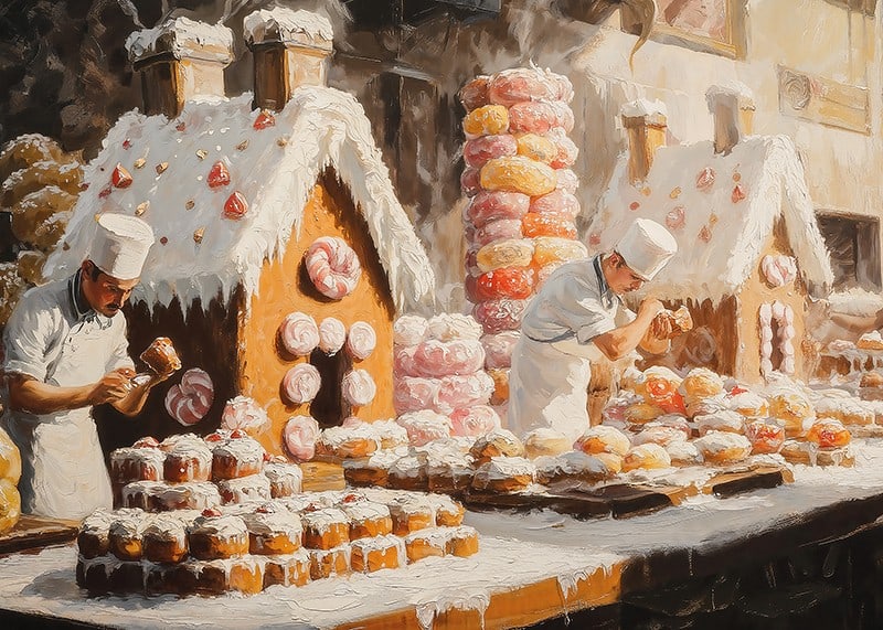 En poster som fångar julens bakglädje med pepparkakshus-12