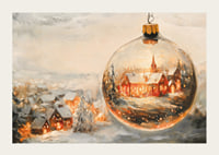 A poster with a snow-covered Christmas village enclosed in a crystal-clear Christmas ball that spreads winter warmth.-3