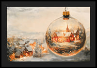A poster with a snow-covered Christmas village enclosed in a crystal-clear Christmas ball that spreads winter warmth.-4