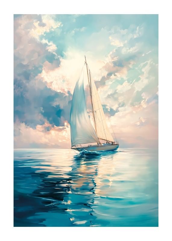 Poster Purple And Blue Ocean Sailing