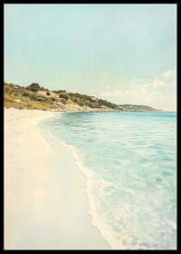 Un poster che cattura una spiaggia sabbiosa e soleggiata e un mare cristallino-6