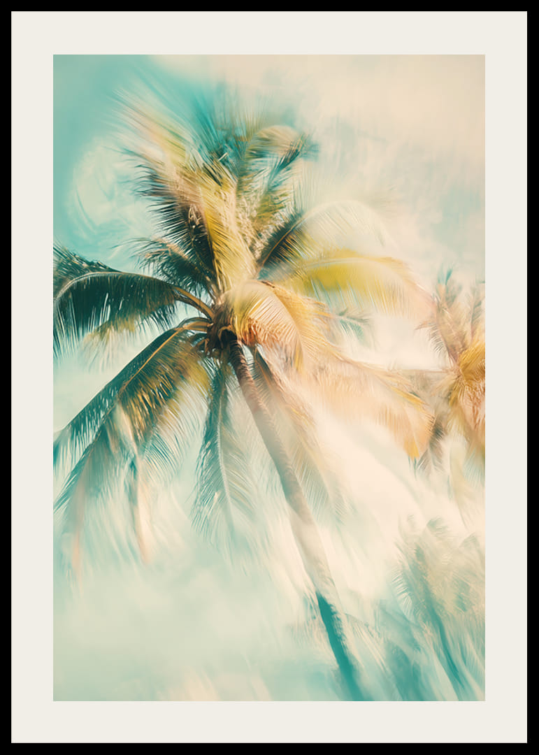  En drömlik poster med svajande palmer i mjuka solkyssta toner-12