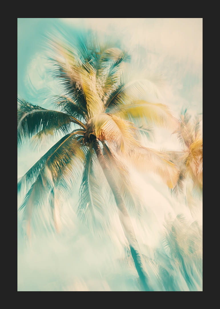  En drömlik poster med svajande palmer i mjuka solkyssta toner-12
