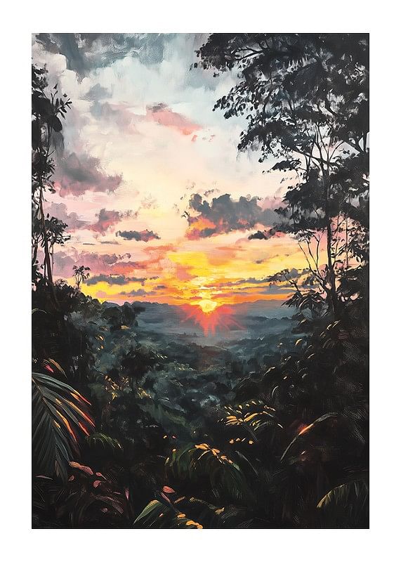 Plagát Jungle Sunset Glow
