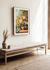 Ein Poster mit einem strahlenden Blumenstrauß in warmen Farbtönen-8