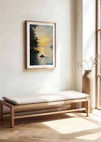 A poster depicting a dolphin gliding through sun-kissed waters in a magical sunset-4