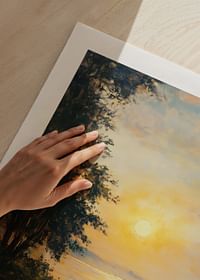 A poster depicting a dolphin gliding through sun-kissed waters in a magical sunset-5