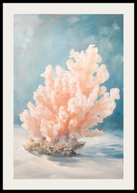 Une affiche représentant un corail rose tendre sur fond de profondeur océanique calme-2