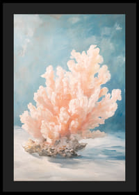 Une affiche représentant un corail rose tendre sur fond de profondeur océanique calme-4