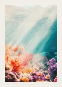 Une affiche représentant un récif de corail ensoleillé-3