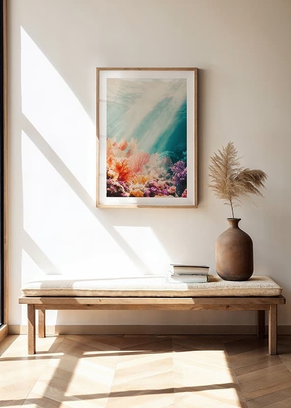 En poster som skildrar ett solbelyst korallrev-12