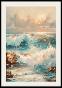 A poster depicting the powerful waves of the ocean in a play of light-2