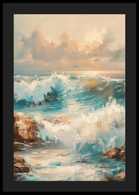 A poster depicting the powerful waves of the ocean in a play of light-4