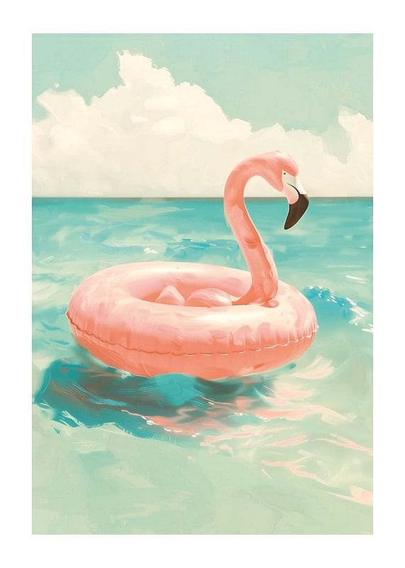 Poster Flamingo Floating In Paradise