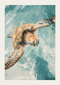 A poster of a majestic sea turtle gliding through crystal clear water-3