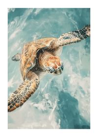 Un poster cu o țestoasă de mare maiestuoasă care planează prin apă limpede-1