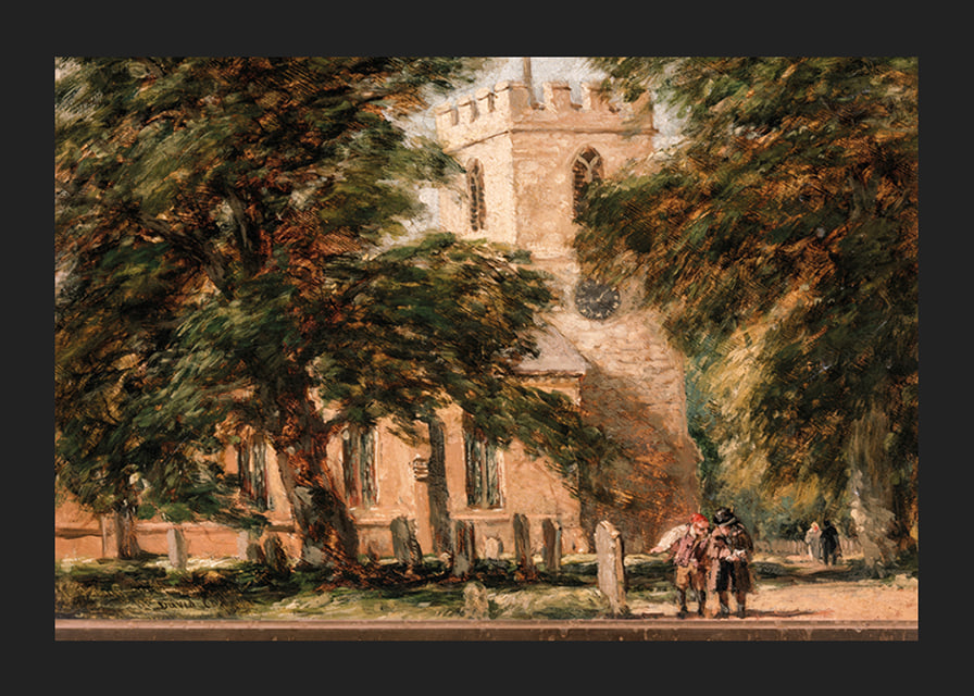 Harborne Church, Near Birmingham By David Cox-12