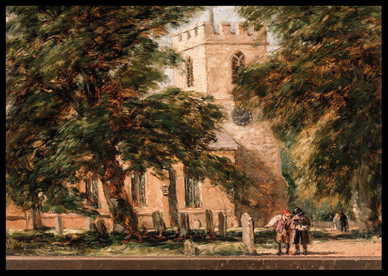 Harborne Church, nær Birmingham af David Cox-12