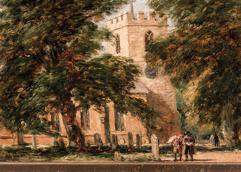 Harborne Church, nær Birmingham af David Cox-12