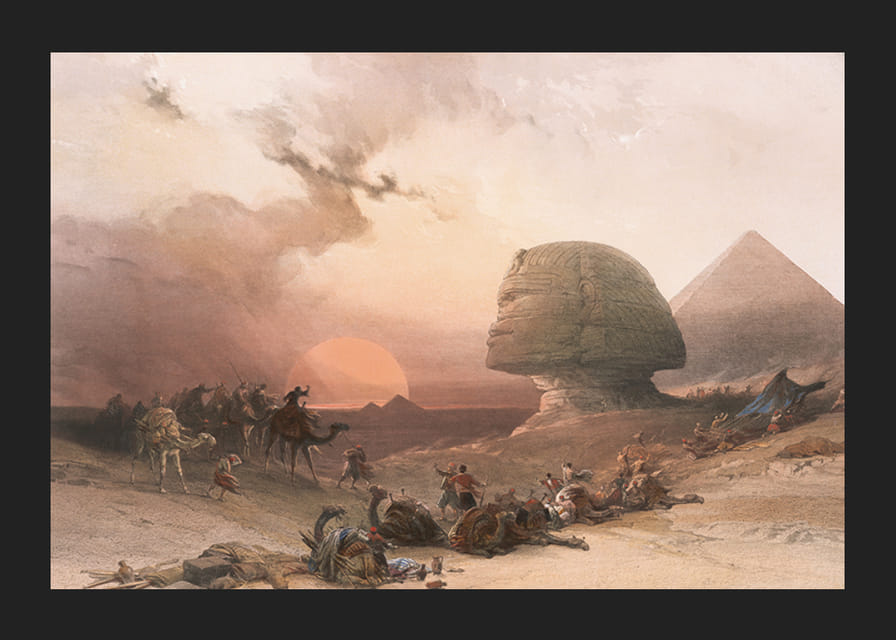 Aanpak van de Simoom. Woestijn van Gizeh door David Roberts-12
