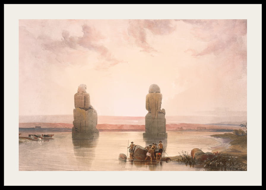 Sochy Memnona v Thébach počas potopy od Davida Robertsa-12