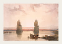 Sochy Memnona v Thébach počas potopy od Davida Robertsa-5