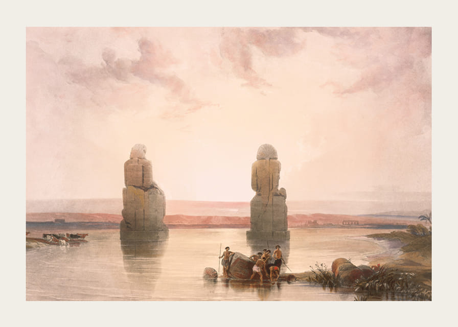 Sochy Memnona v Thébach počas potopy od Davida Robertsa-12