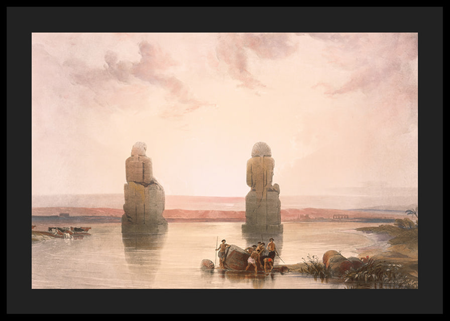 Statues Of Memnon At Thebes, During The Inundation By David Roberts-12