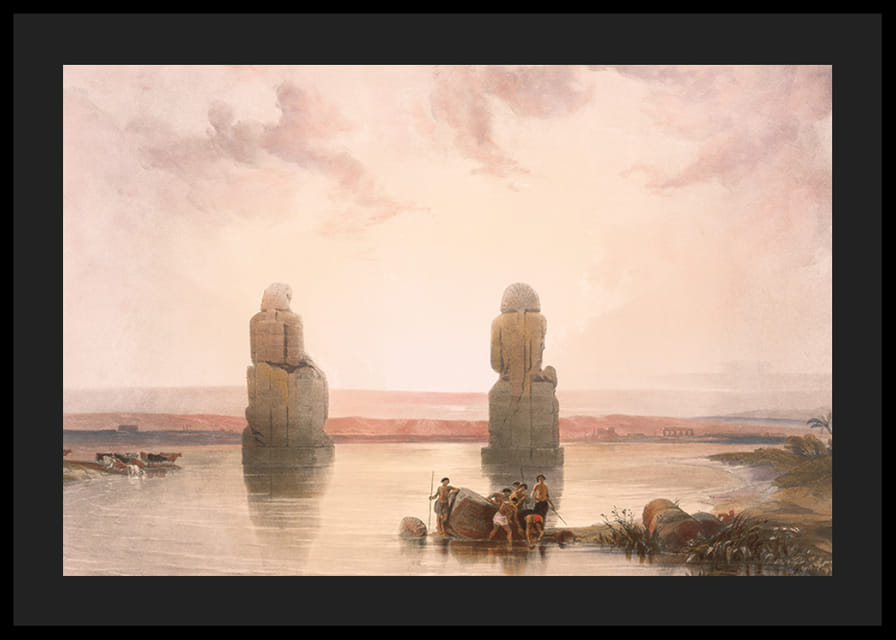 Sochy Memnona v Thébach počas potopy od Davida Robertsa-12