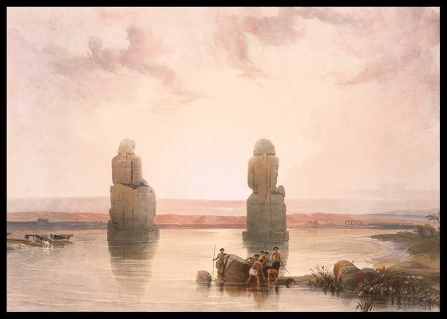 Statues Of Memnon At Thebes, During The Inundation By David Roberts-12