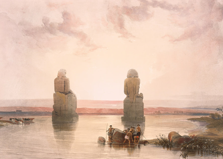Statues Of Memnon At Thebes, During The Inundation By David Roberts-12