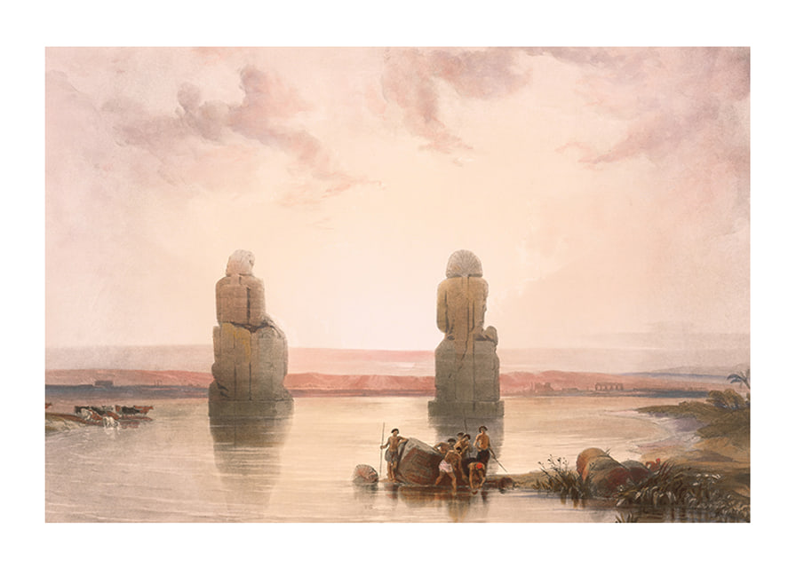 Statues Of Memnon At Thebes, During The Inundation By David Roberts-12
