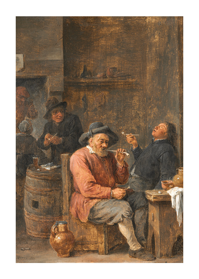 Roľníci fajčia v hostinci David Teniers mladší-12