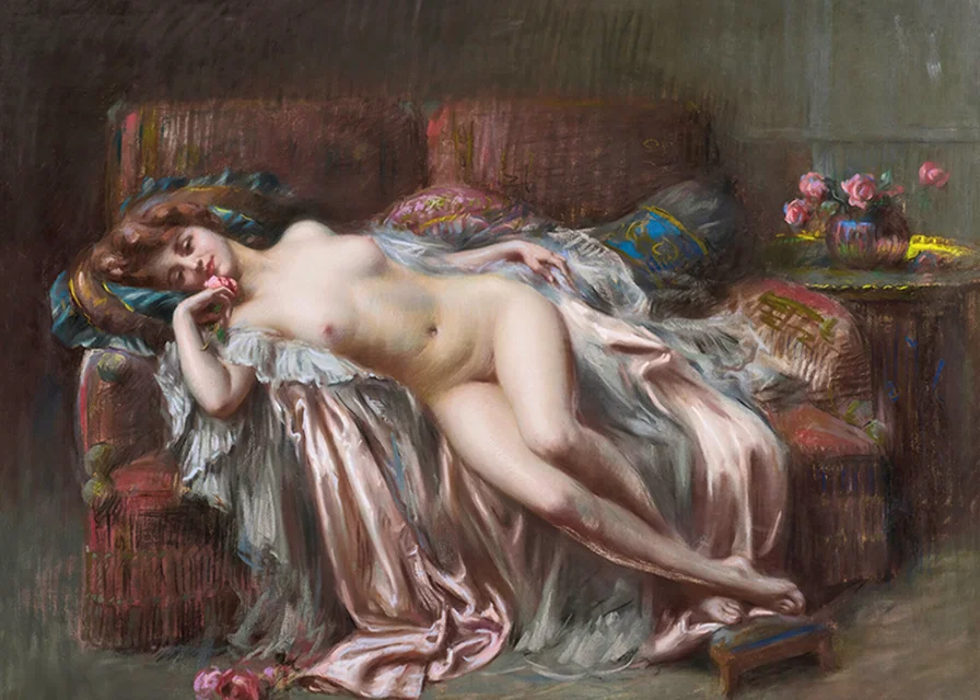 Reclining Nude with Rose by Delphin Enjolras-12
