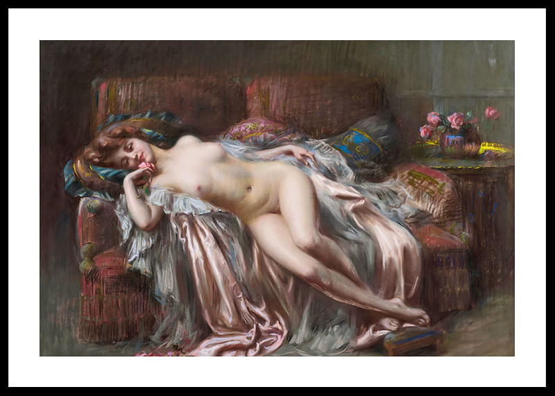 Liggende nøgen med rose af Delphin Enjolras-12