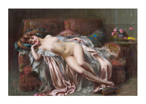 Plagát Nu Allongé à La Rose By Delphin Enjolras