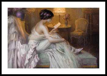 Poster Reading At Lamp Light By Delphin Enjolras