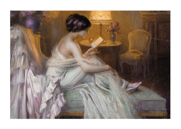 Plagát Reading At Lamp Light By Delphin Enjolras