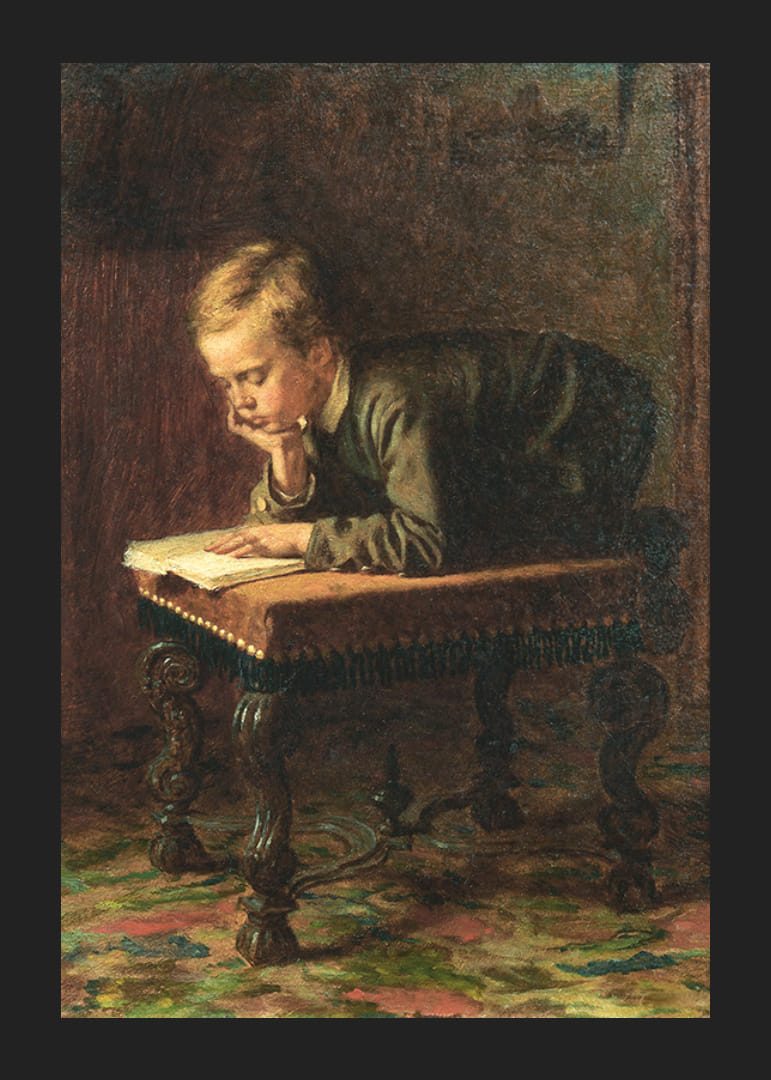 Garçon lisant par Eastman Johnson-12