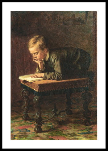 Poster Reading Boy By Eastman Johnson