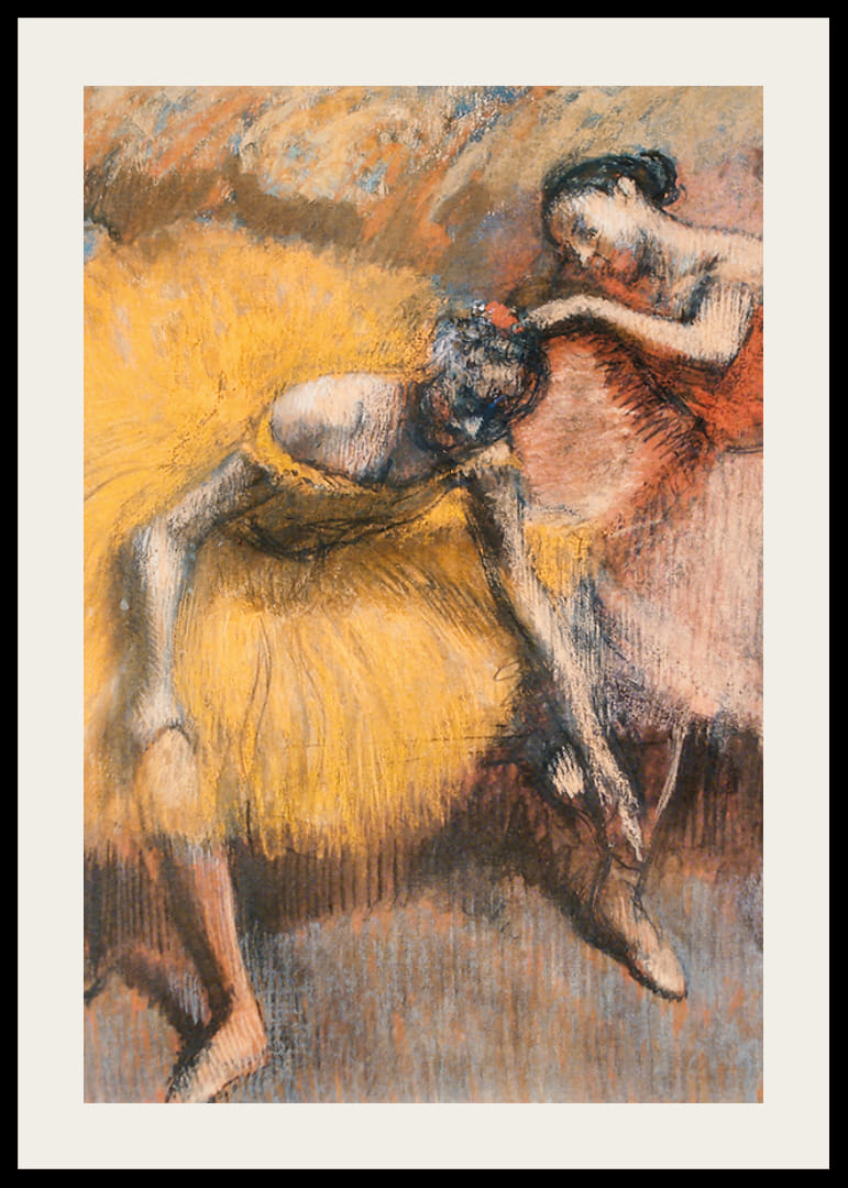 Două dansatoare galbene și roz de Edgar Degas-12