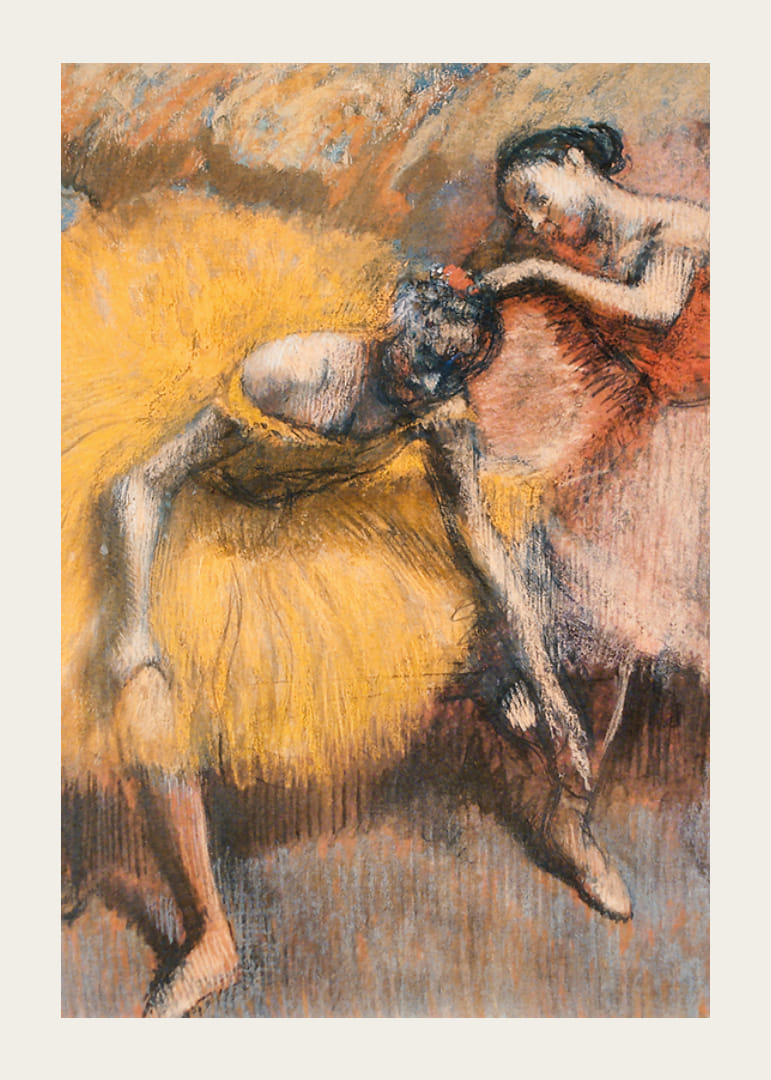 Două dansatoare galbene și roz de Edgar Degas-12