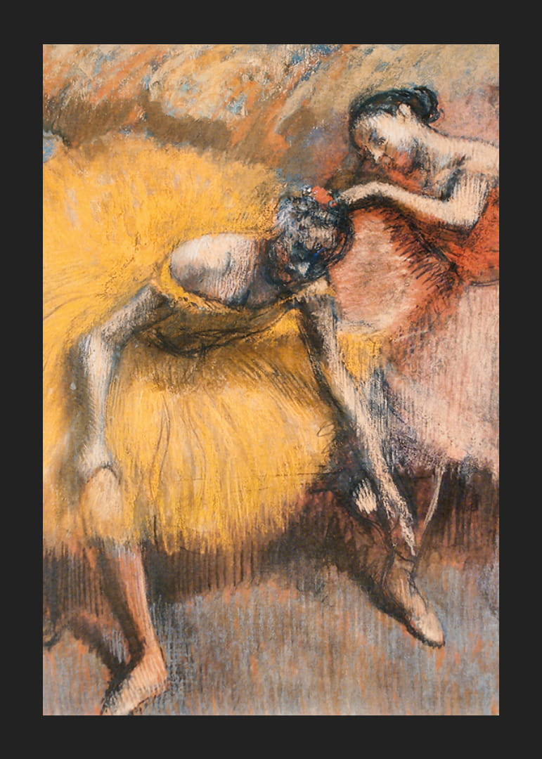 Două dansatoare galbene și roz de Edgar Degas-12