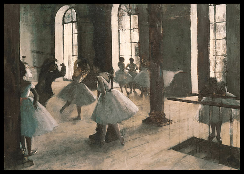 Rehearsal in the Dance Hall by Edgar Degas-12
