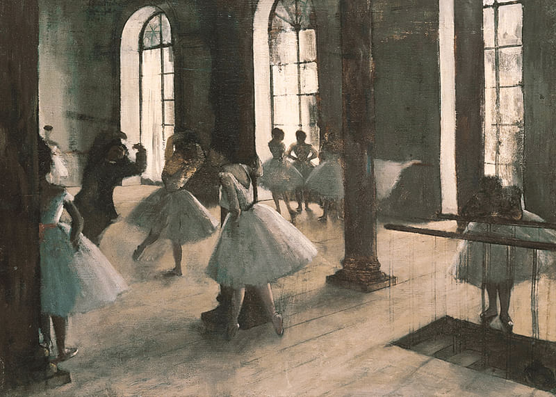 Rehearsal in the Dance Hall by Edgar Degas-12