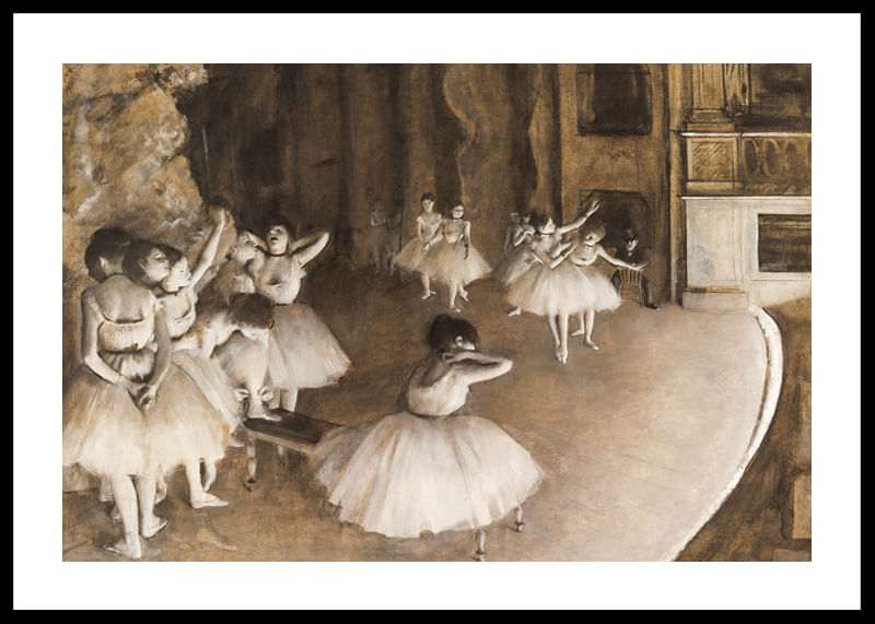 De repetitie van het ballet op het podium door Edgar Degas-12
