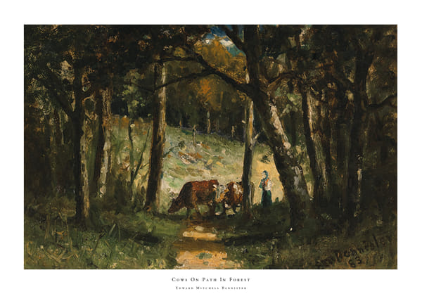 Plakatas Cows On Path In Forest By Edward Mitchell Bannister