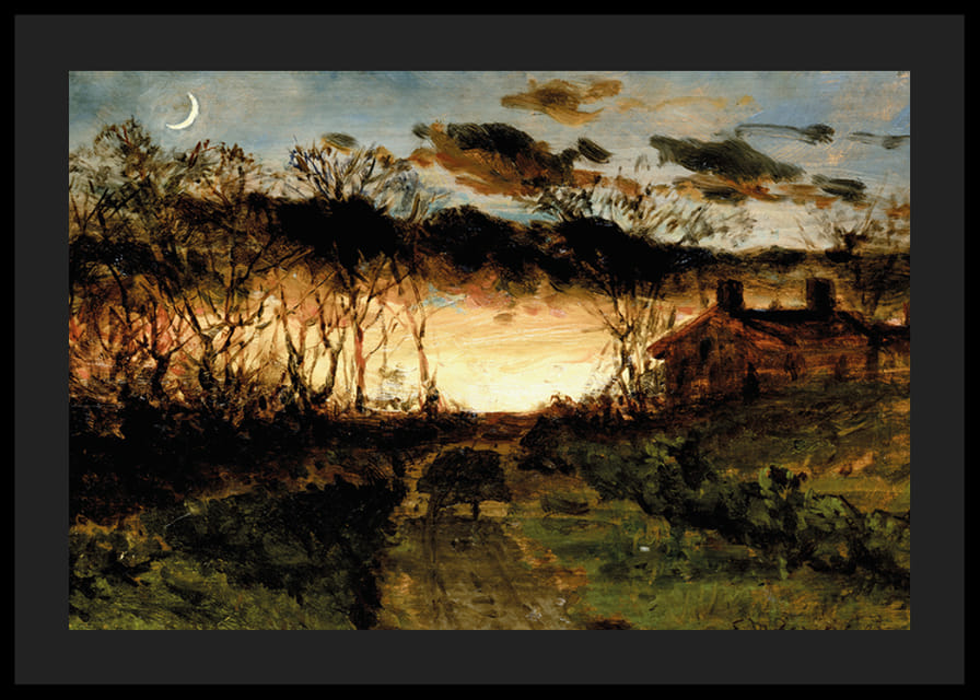 Západ slnka so štvrťmesiacom a statkom od Edwarda Mitchella Bannistera-12
