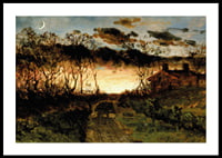 Sunset With Quarter Moon And Farmhouse By Edward Mitchell Bannister-2